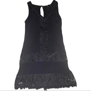 Sanctuary Black Gauze & Lace Boho lined  Sleeveless Shift style Dress